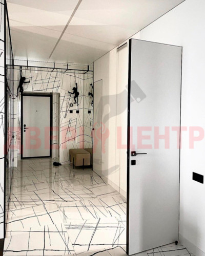 Двері прихованого монтажу із алюмінієвим торцем чорного кольору