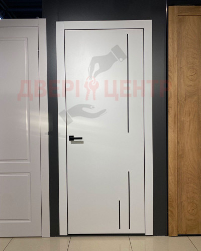 Класичні білі двері з алюмінієвою вставкою 2001-23 Класичні білі двері з алюмінієвою вставкою 2001-23