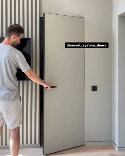 Двері прихованого монтажу із алюмінієвим торцем чорного кольору